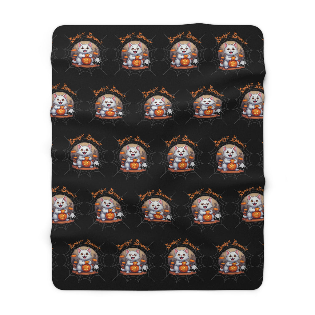 Spooky Season Cat Halloween Throw Blanket — Pumpkin Gothic Home Decor