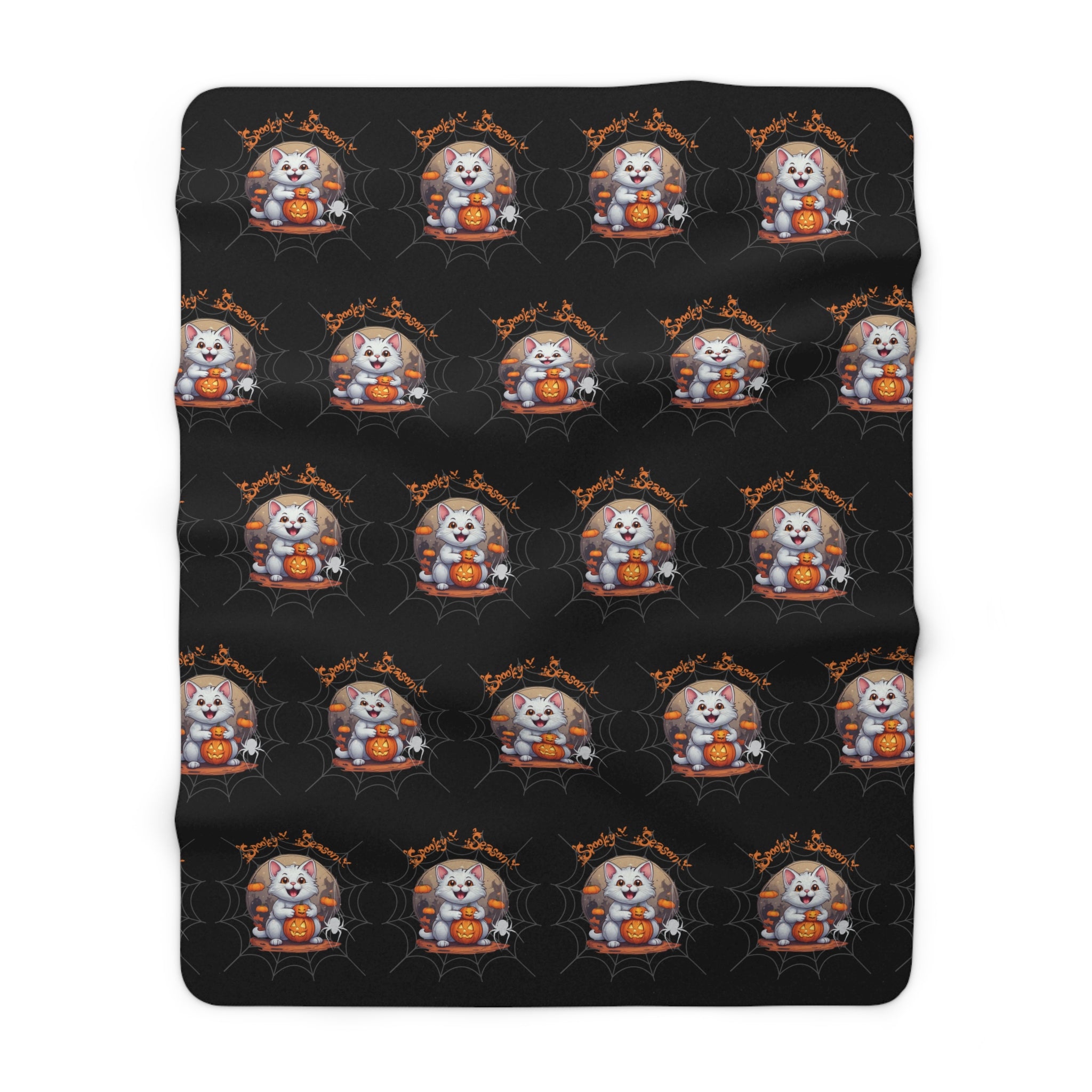 Spooky Season Cat Halloween Throw Blanket — Pumpkin Gothic Home Decor