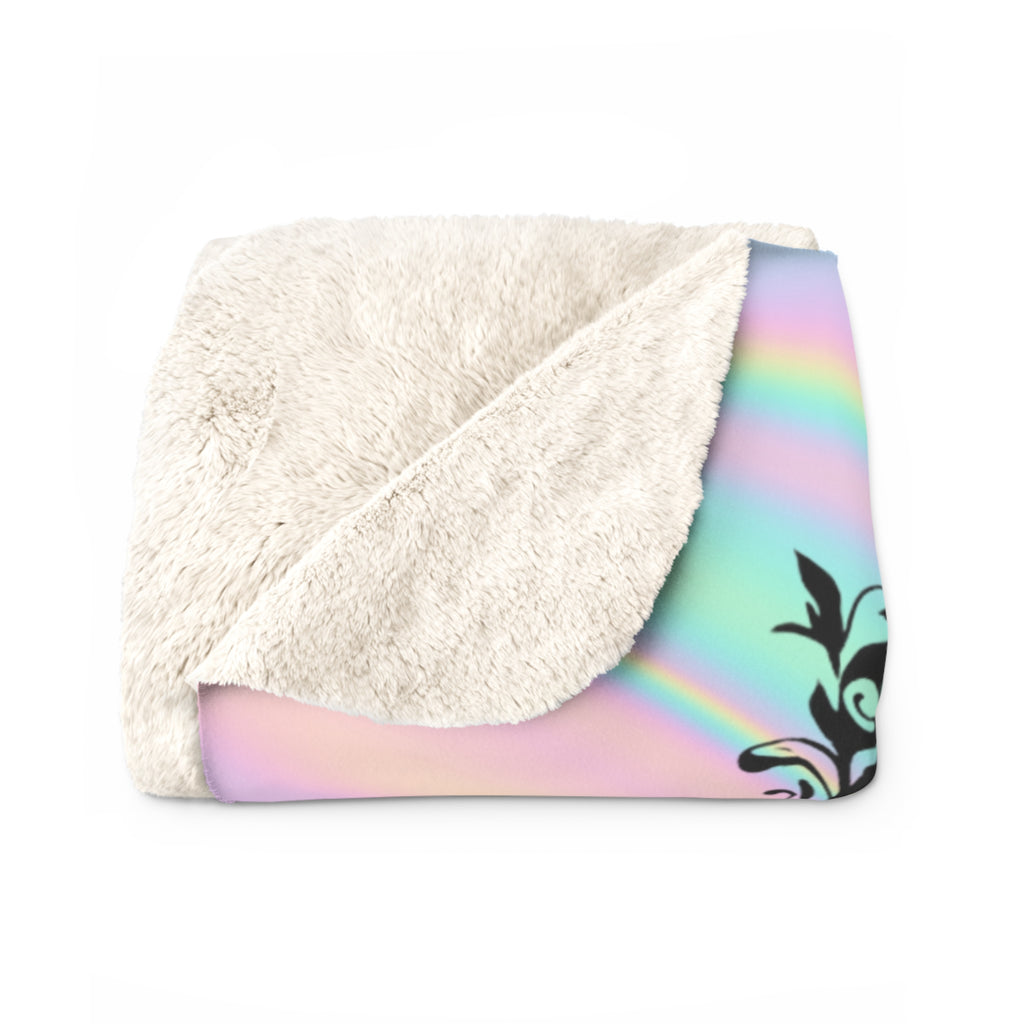 Pastel Goth Sugar Skull Cat Throw Blanket — Floral Gothic Home Decor