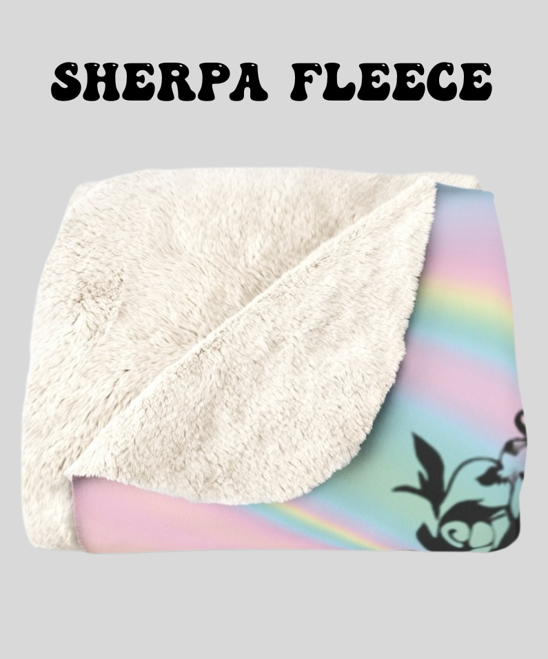 Pastel Goth Sugar Skull Cat Throw Blanket — Floral Gothic Home Decor