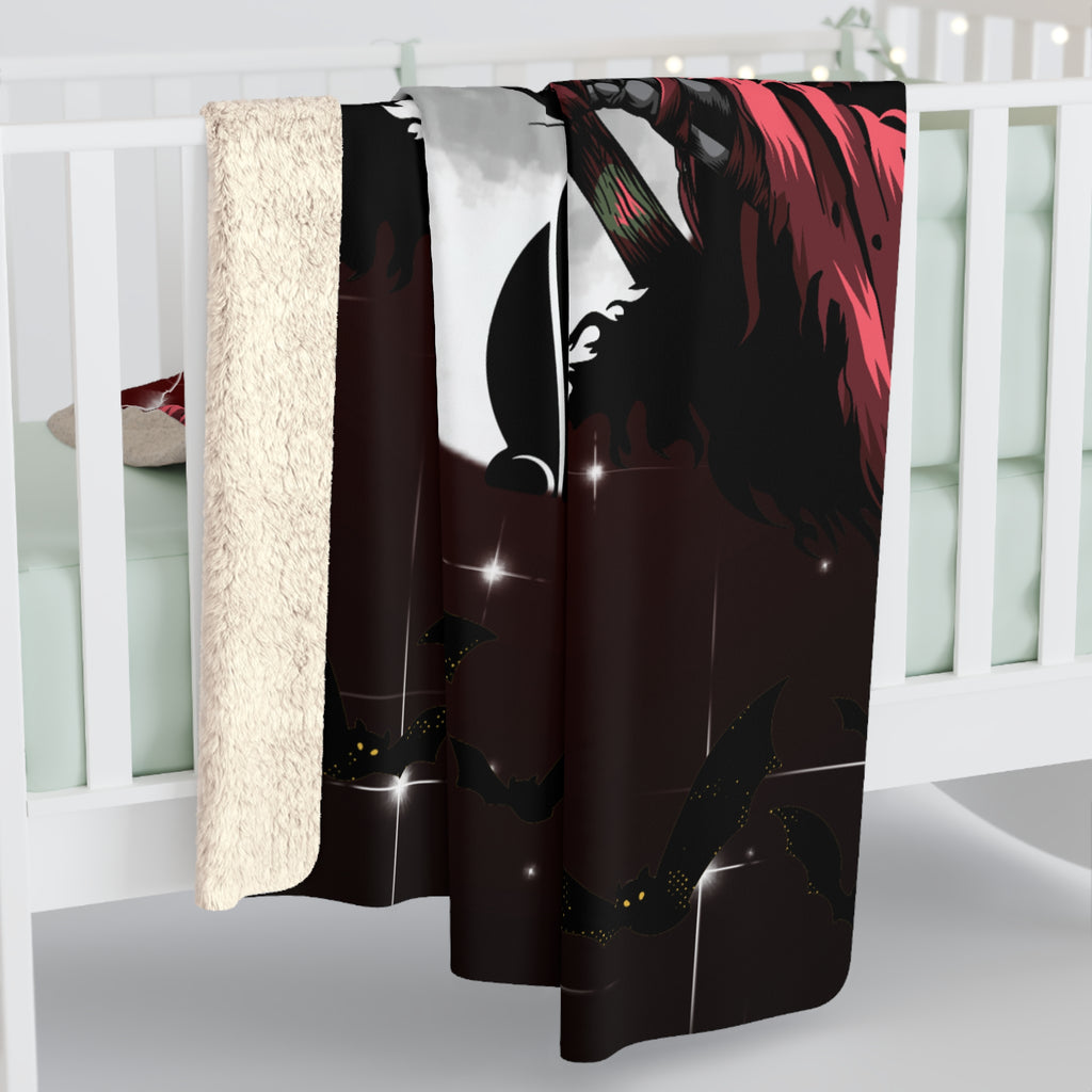 Gothic Black Cat Grim Reaper Throw Blanket — Moonlit Dark Home Decor