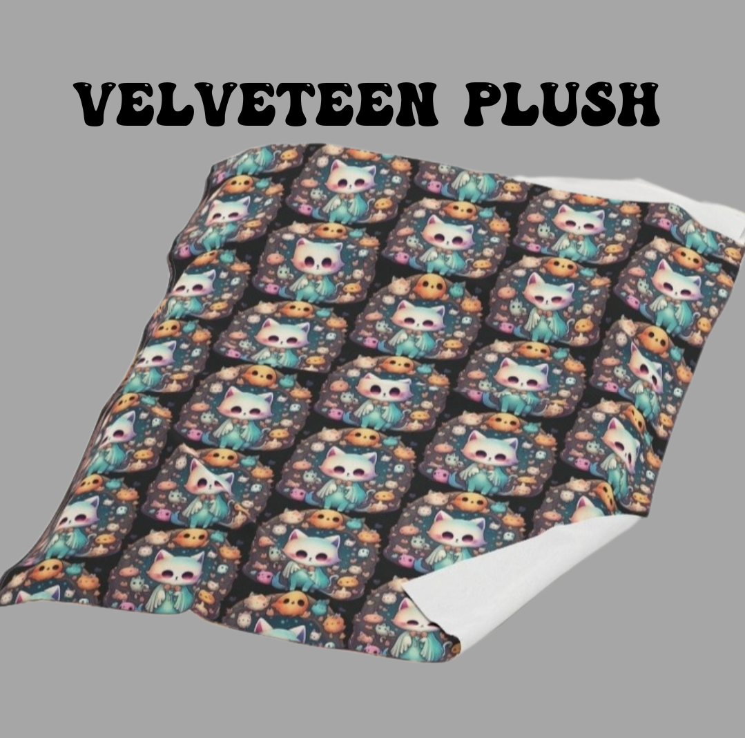 Creepy Cute Kawaii Cat Throw Blanket — Pastel Goth Ghost Dark Home Decor