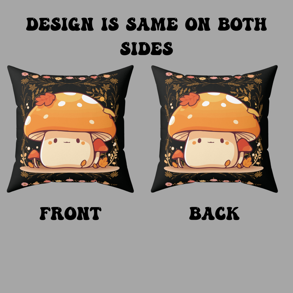Dark Cottagecore Mushroom Throw Pillow — Forest Witch Kawaii Home Decor