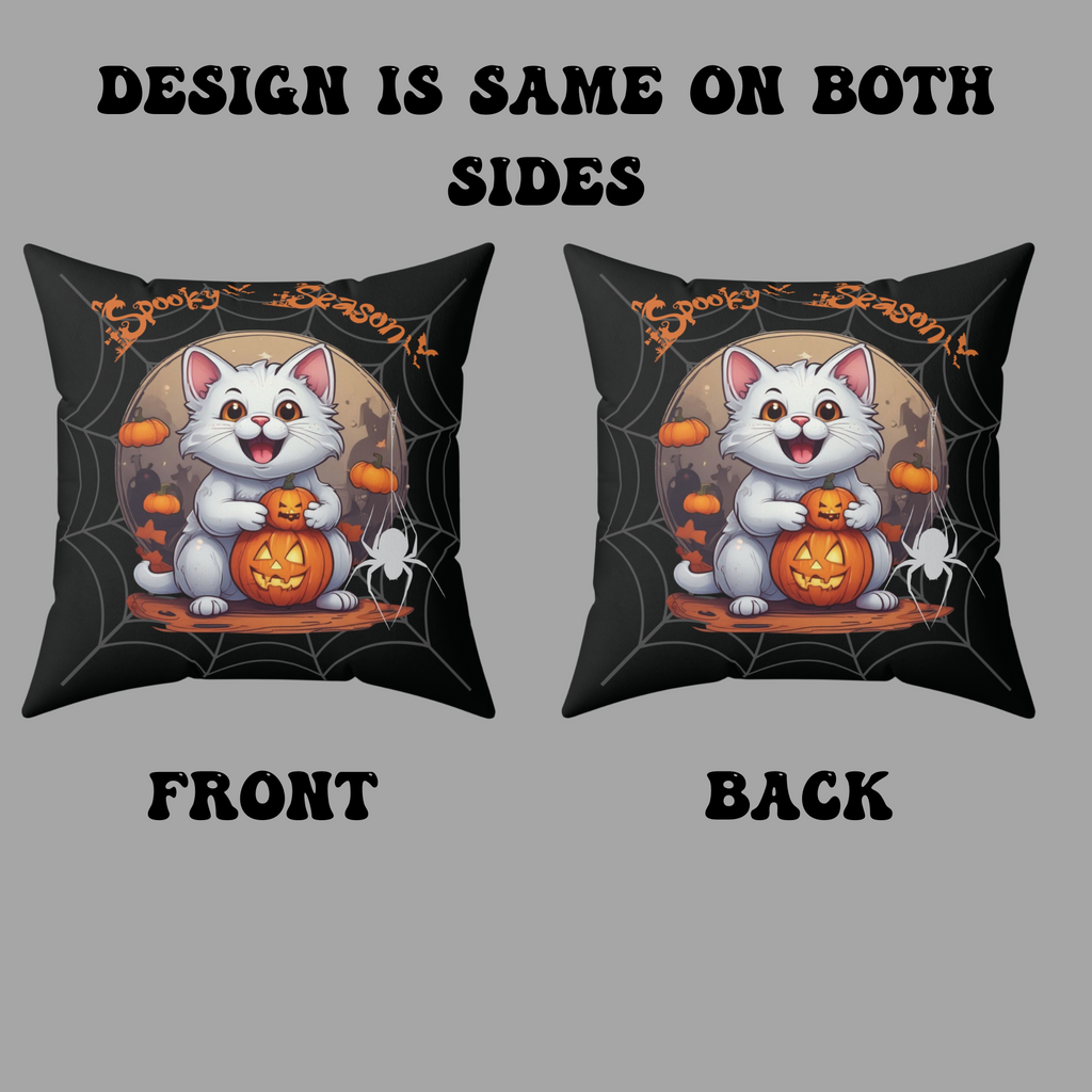 Spooky Season Cat Halloween Throw Pillow — Pumpkin Dark Home Decor