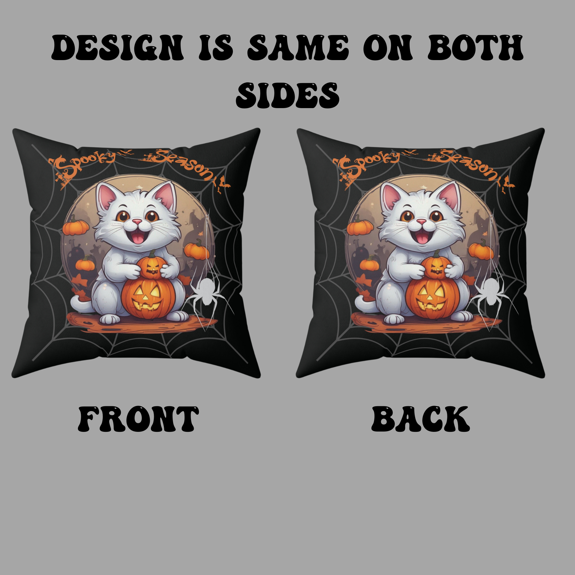 Spooky Season Cat Halloween Throw Pillow — Pumpkin Dark Home Decor