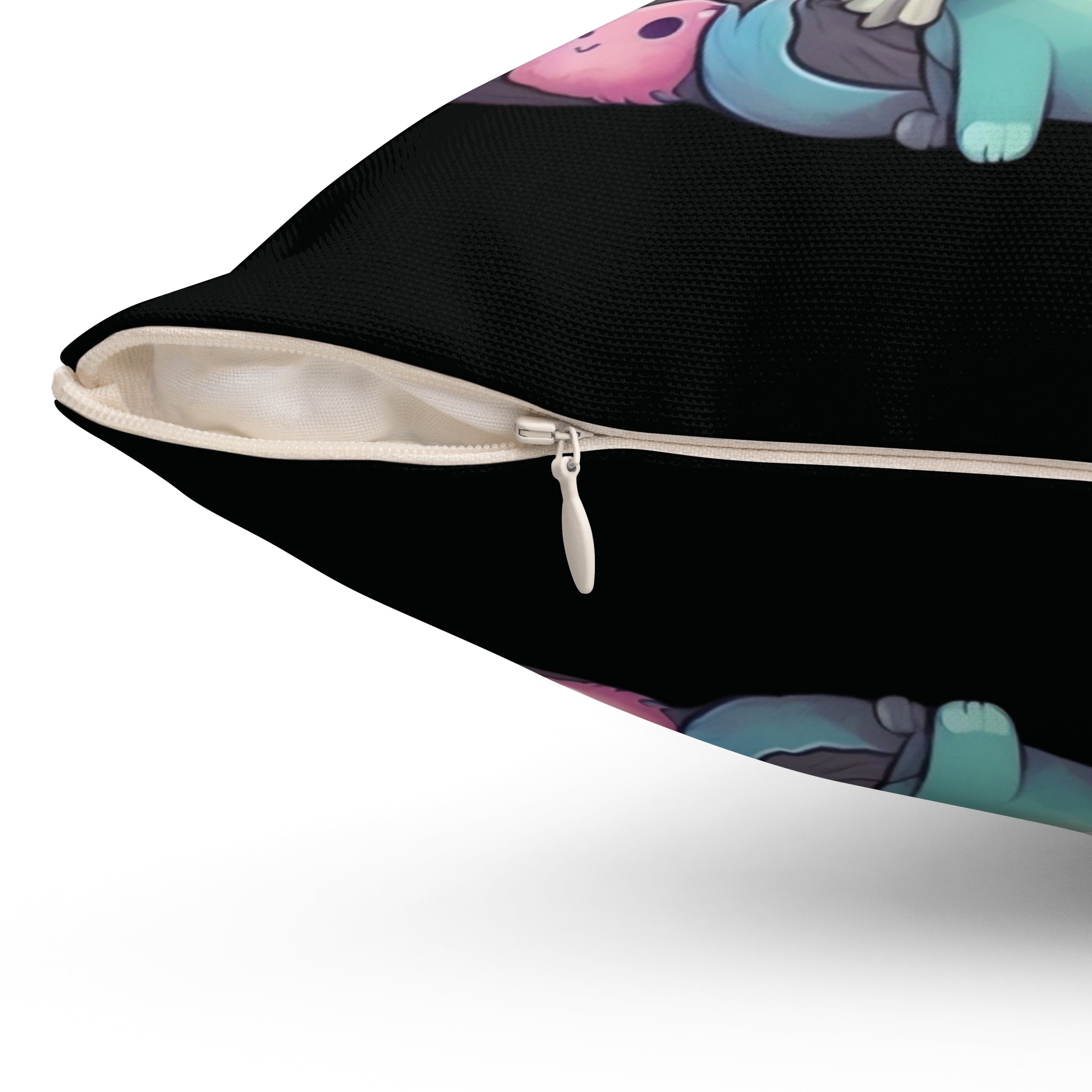 Creepy Cute Kawaii Ghost Cat Throw Pillow — Pastel Goth Dark Home Decor