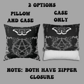 Witchy Moth Pentagram Throw Pillow — Botanical Gothic Dark Home Decor