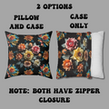 Gothic Origami Rose Throw Pillow — Dark Floral Botanical Home Decor