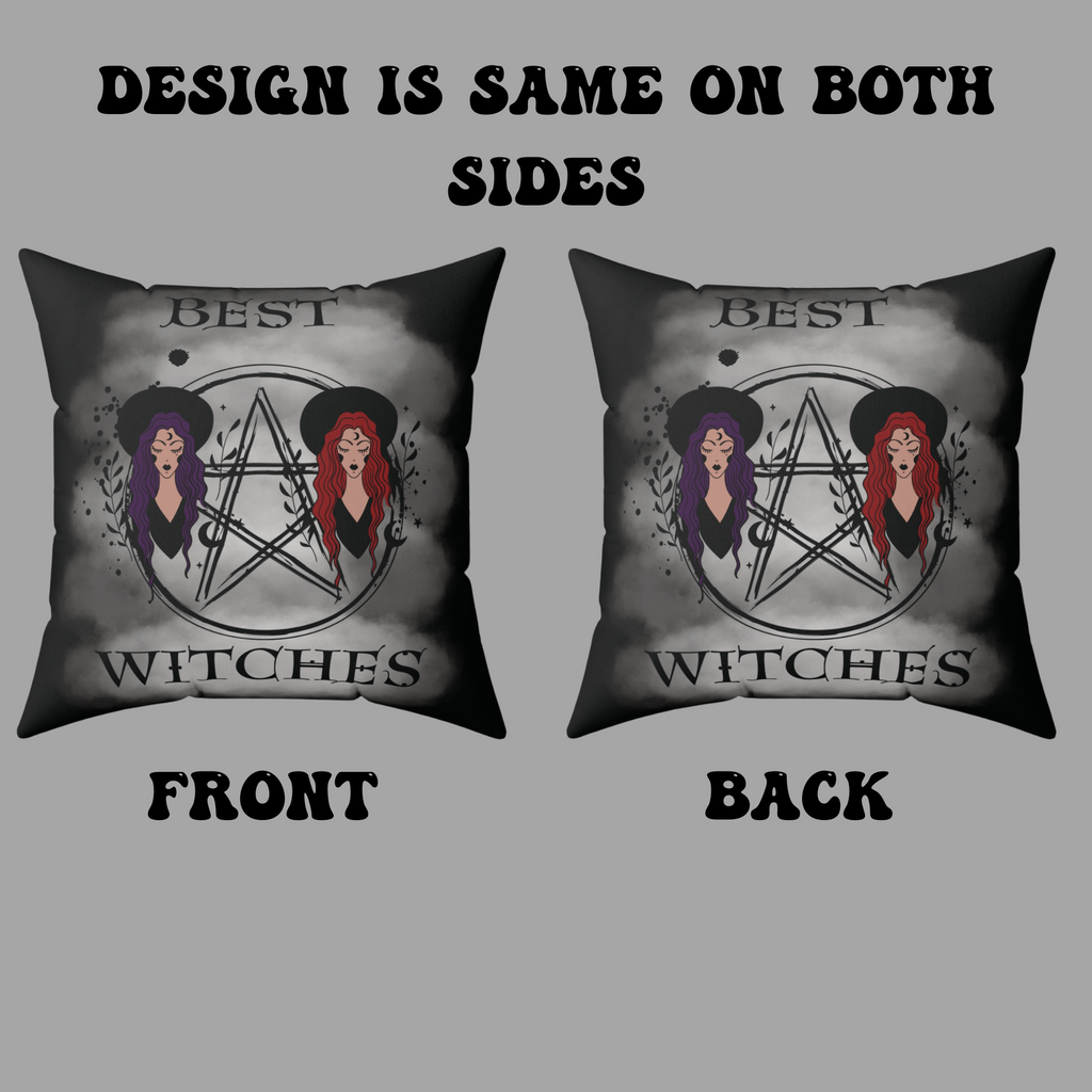 Best Witches Gothic BFF Throw Pillow — Witch Dark Cottagecore Home Decor