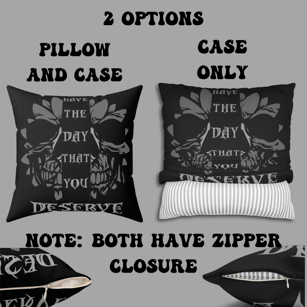 Gothic Floral Skull Throw Pillow — Dark Botanical Moody Home Decor