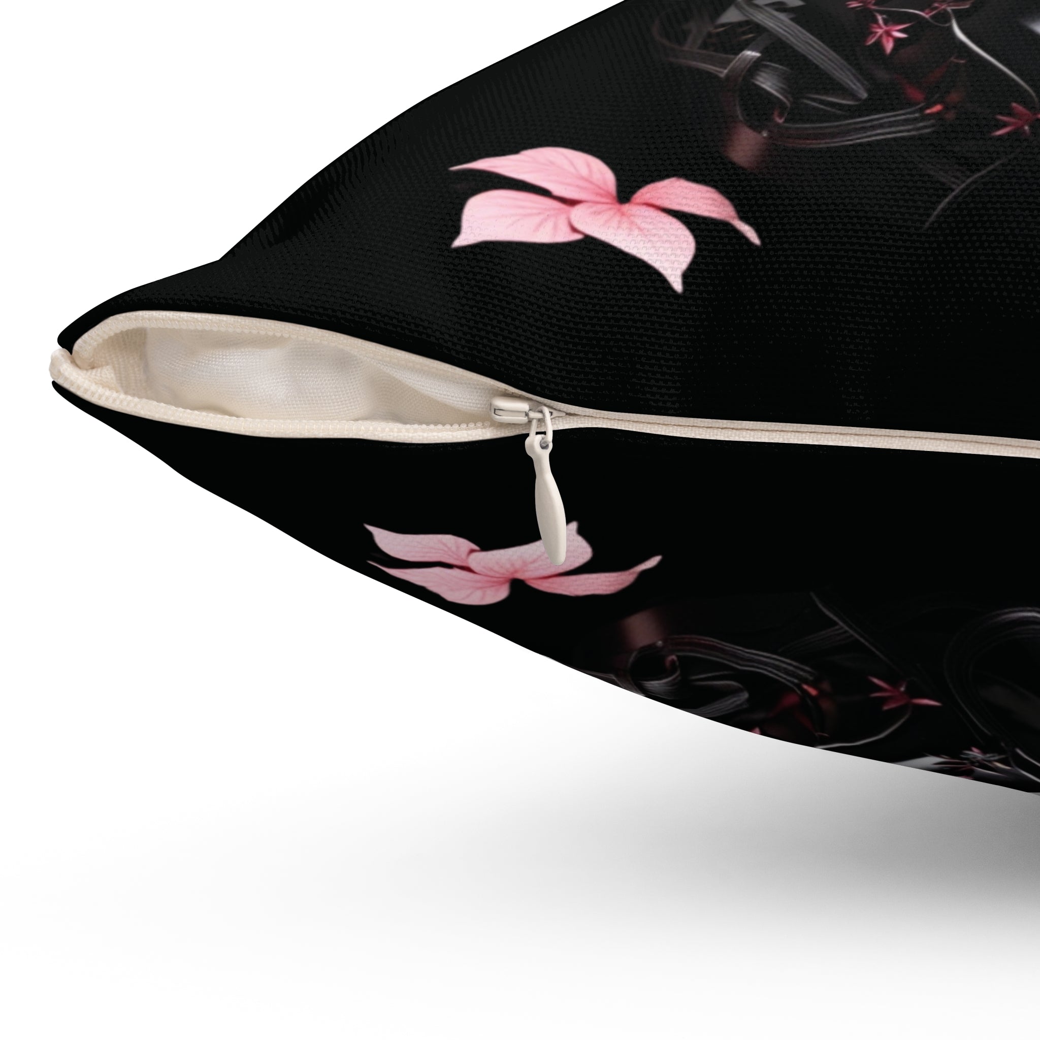 Gothic Botanical Skull Throw Pillow — Dark Floral Pastel Goth Home Decor