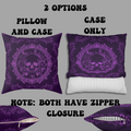 Purple Gothic Floral Skull Throw Pillow — Baroque Botanical Dark Home Decor