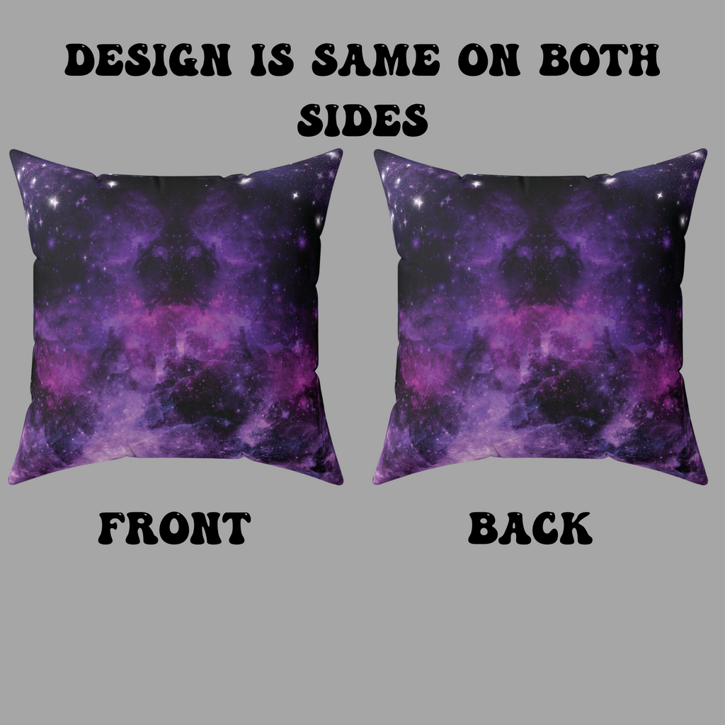 Purple Galaxy Cosmic Throw Pillow — Dark Celestial Witchy Home Decor