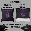 Purple Celestial Snake Moon Phases Throw Pillow — Witchy Gothic Dark Home Decor