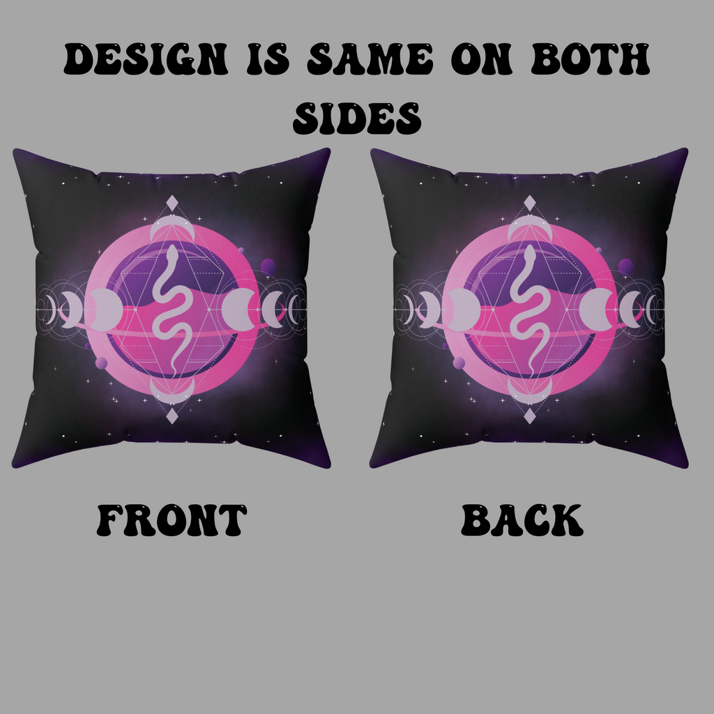Pastel Goth Celestial Snake Moon Phases Throw Pillow — Witchy Dark Home Decor