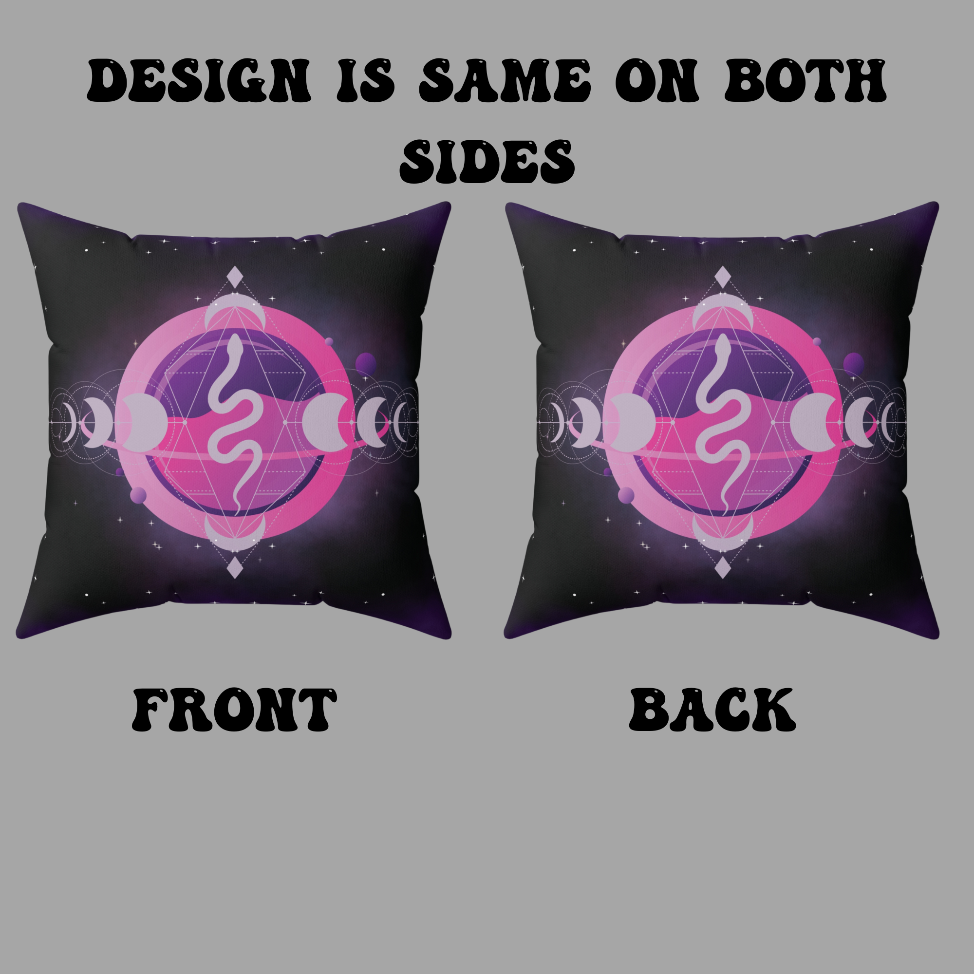 Pastel Goth Celestial Snake Moon Phases Throw Pillow — Witchy Dark Home Decor