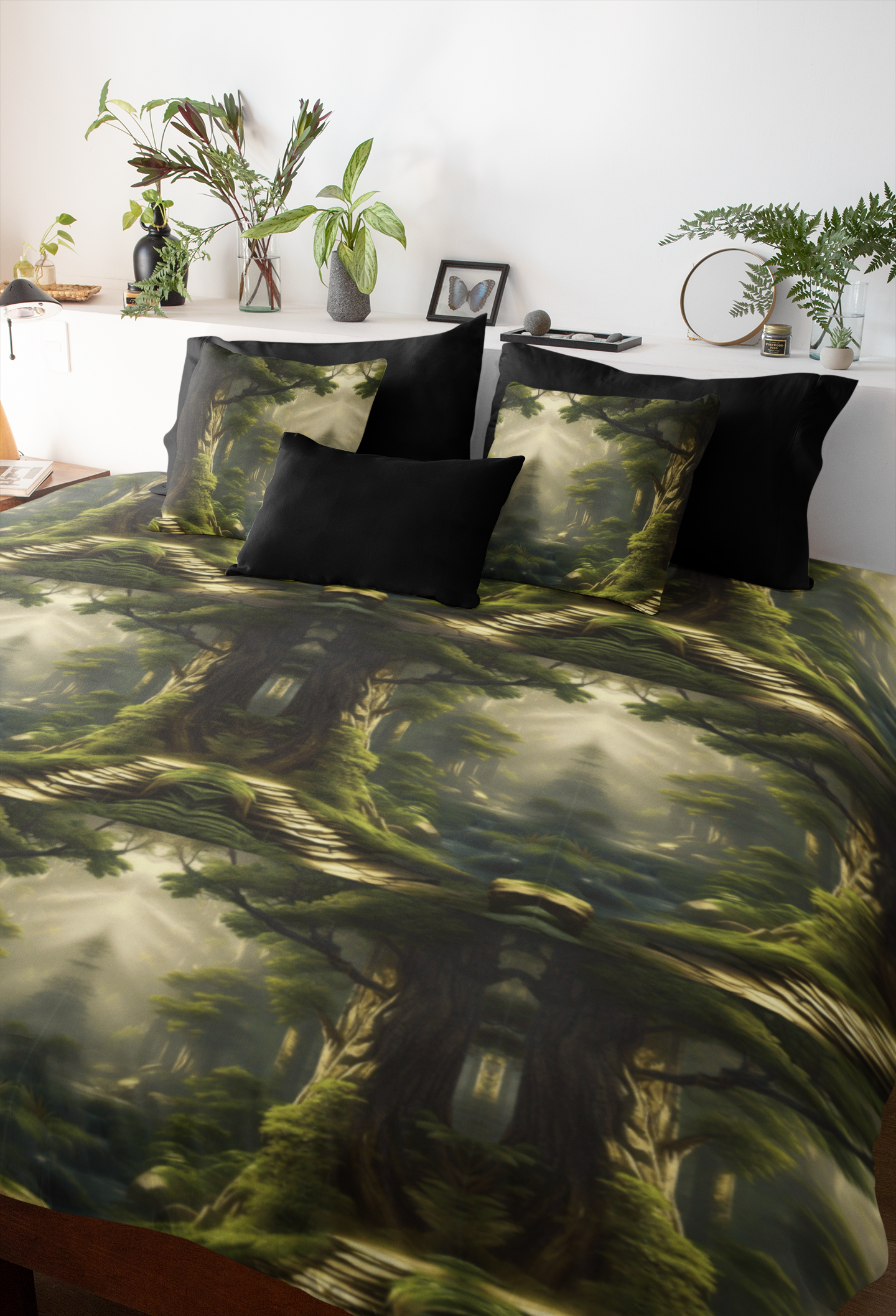 Mystical Forest Throw Pillow — Dark Cottagecore Woodland Home Decor