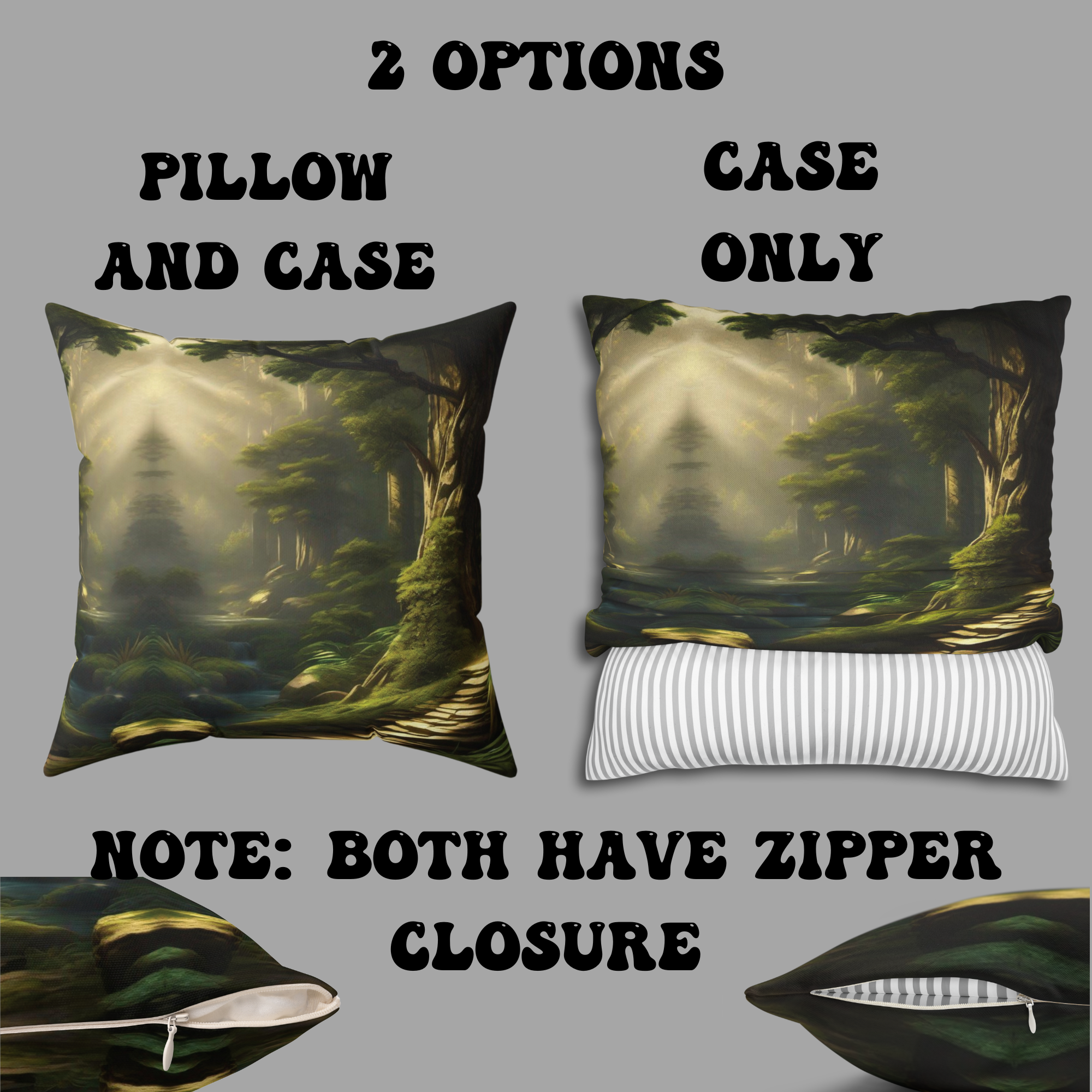 Mystical Forest Throw Pillow — Dark Cottagecore Woodland Home Decor