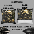 Gold Skull Botanical Throw Pillow — Dark Floral Gothic Home Decor