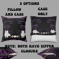 Gothic Bat Wing Cat Moon Phases Throw Pillow — Purple Celestial Dark Home Decor