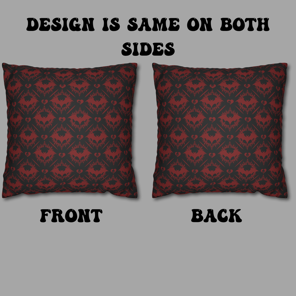 Gothic Bat Diamond Pattern Throw Pillow — Midnight Black Dark Home Decor