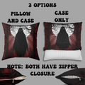 Gothic Ghost Cobweb Moon Throw Pillow — Spooky Halloween Dark Home Decor