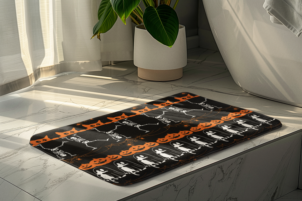 Halloween Pattern Shower Curtain — Spooky Season Bathroom Decor