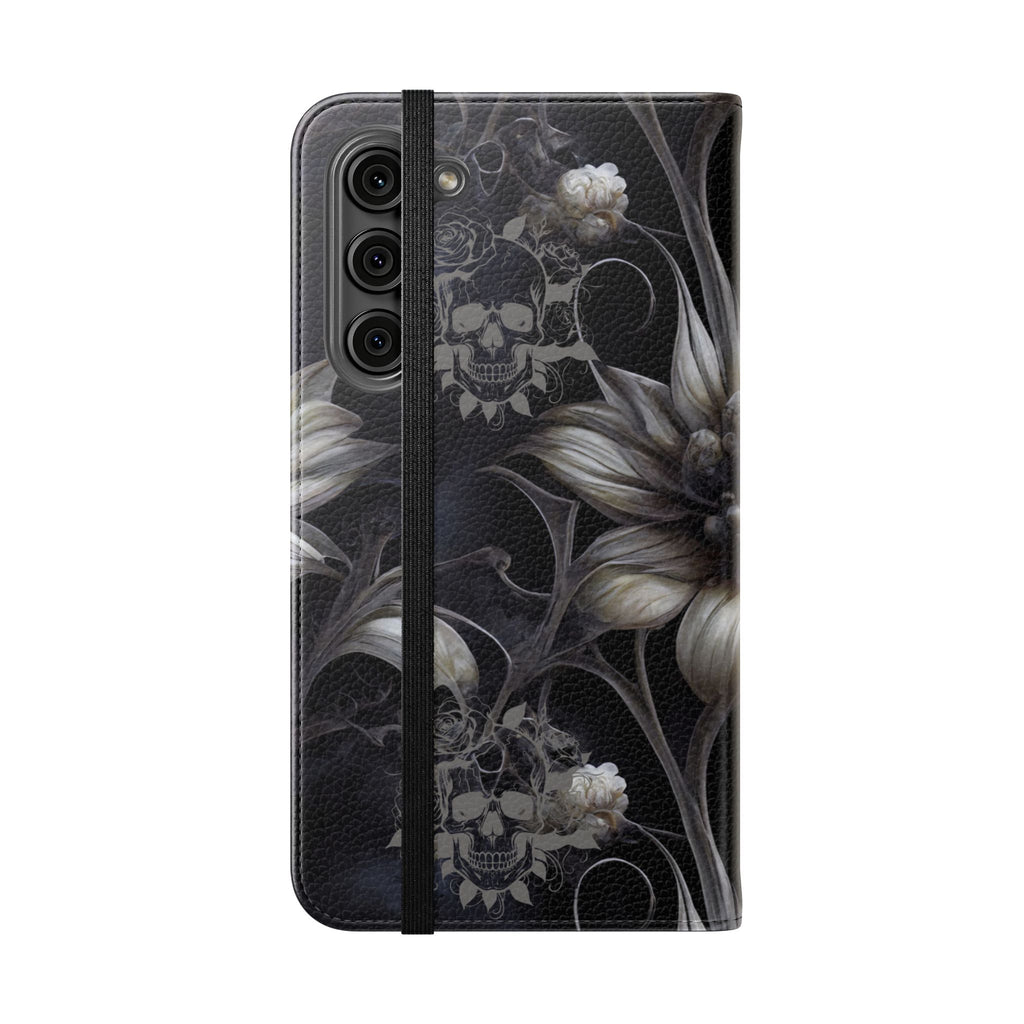Goth Botanical Flip Wallet Case for iPhone and Samsung Galaxy Phones