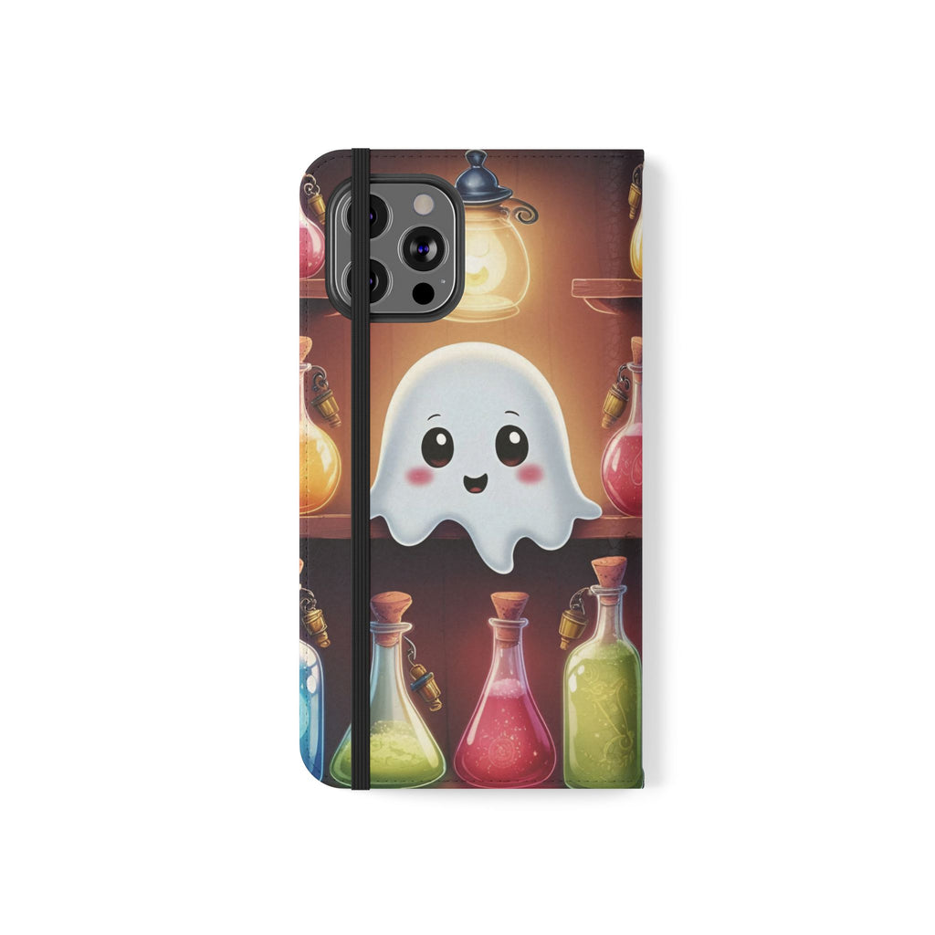 Apothecary Ghost Flip Wallet Case - Spooky Halloween Phone Case - Gothic Ghost Smartphone Case -  Ghost on a Shelf Wallet Case