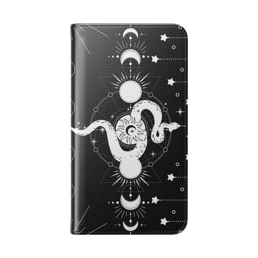 Gothic Style Celestial Snake Moon Phases Wallet Flip PhoneCase - Celestial Style Phone Case for iPhone and Samsung - Moon Phases Wallet Case
