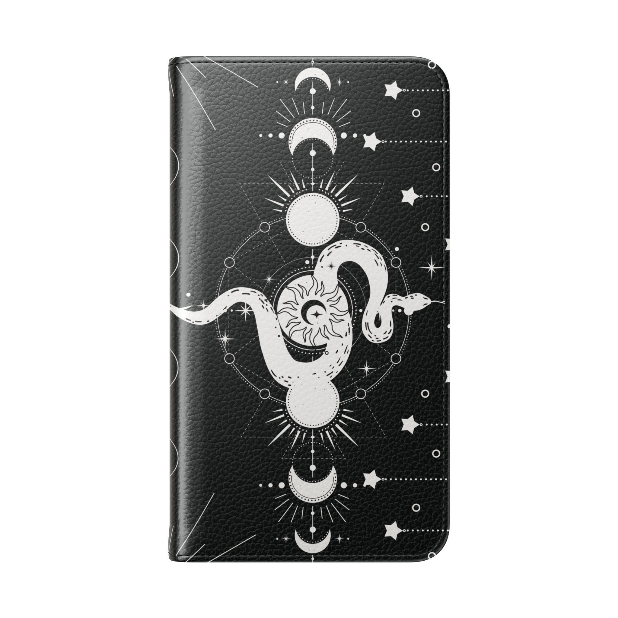 Gothic Style Celestial Snake Moon Phases Wallet Flip PhoneCase - Celestial Style Phone Case for iPhone and Samsung - Moon Phases Wallet Case