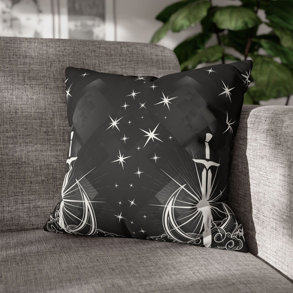 Gothic Moon Sword Celestial Throw Pillow — Dark Witchy Home Decor