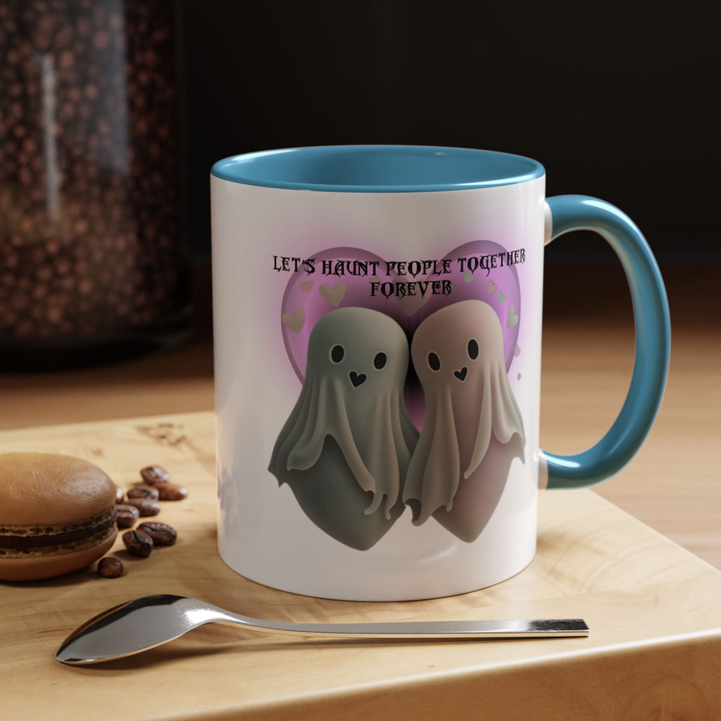 Let's Haunt People Together Forever Coffee Mug — Valloween Ghost Couple Accent Mug