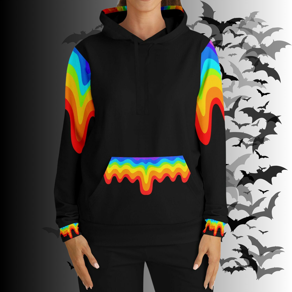 Rainbow Vomit Cloud Bat All Over Print Pullover Hoodie — Kawaii Goth Pride Unisex AOP Hoodie