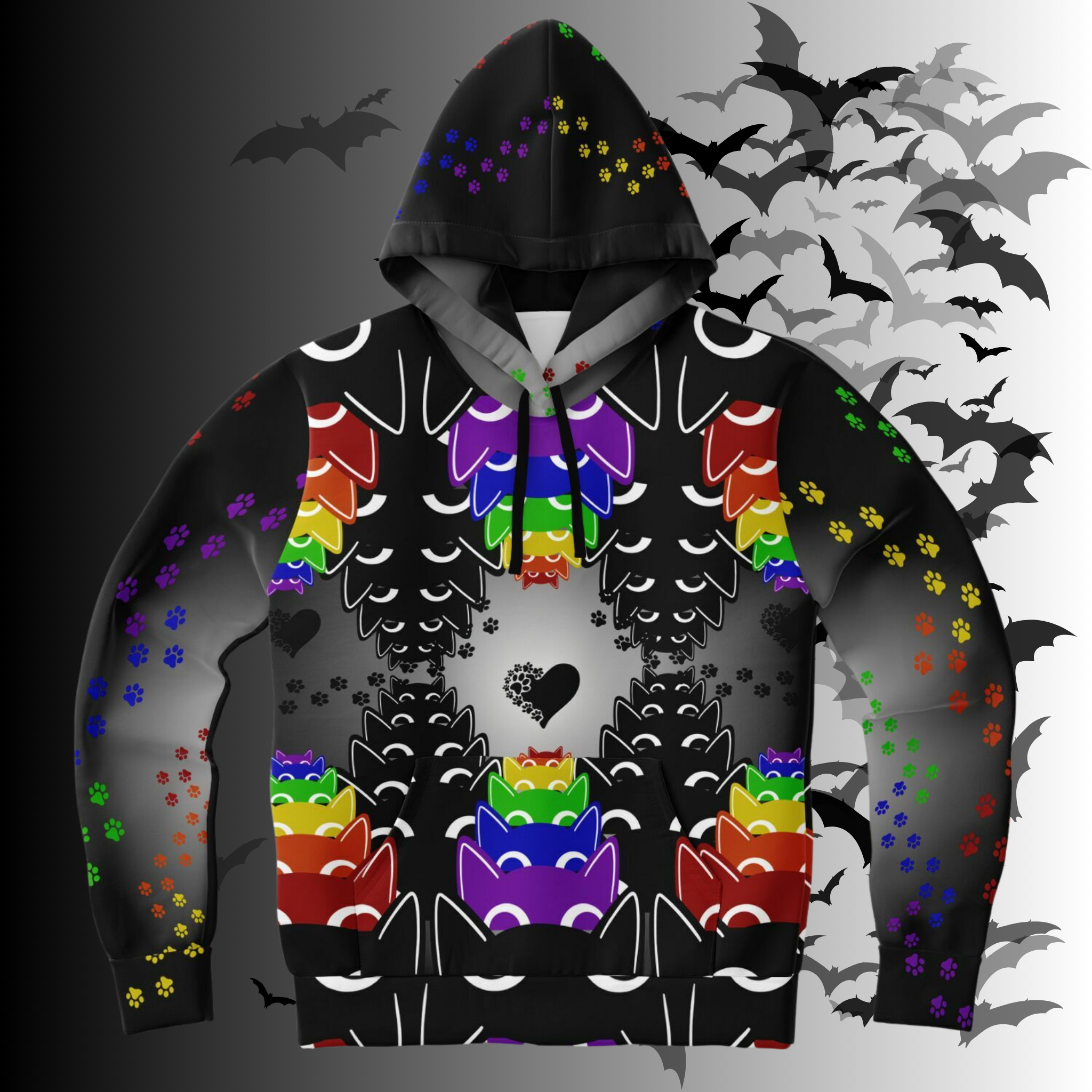 Rainbow Cats All Over Print Hoodie