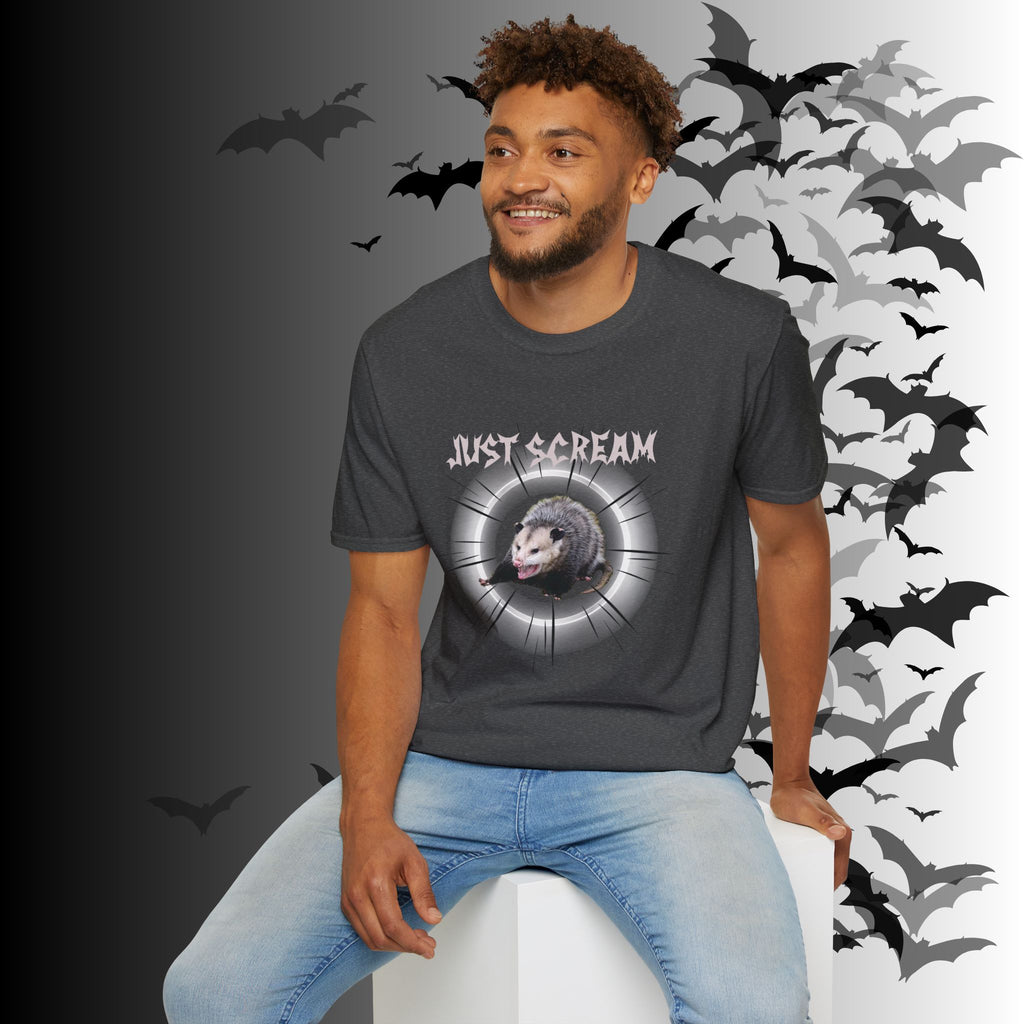 "Just Scream" Possum T-Shirt — Edgy Humor Gothic Tee