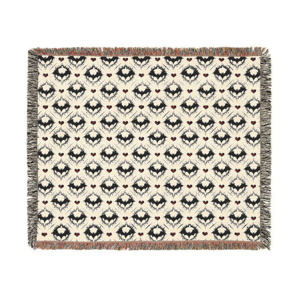 Gothic Bat Pattern Woven Cotton Throw Blanket — Fringe Bat Home Decor