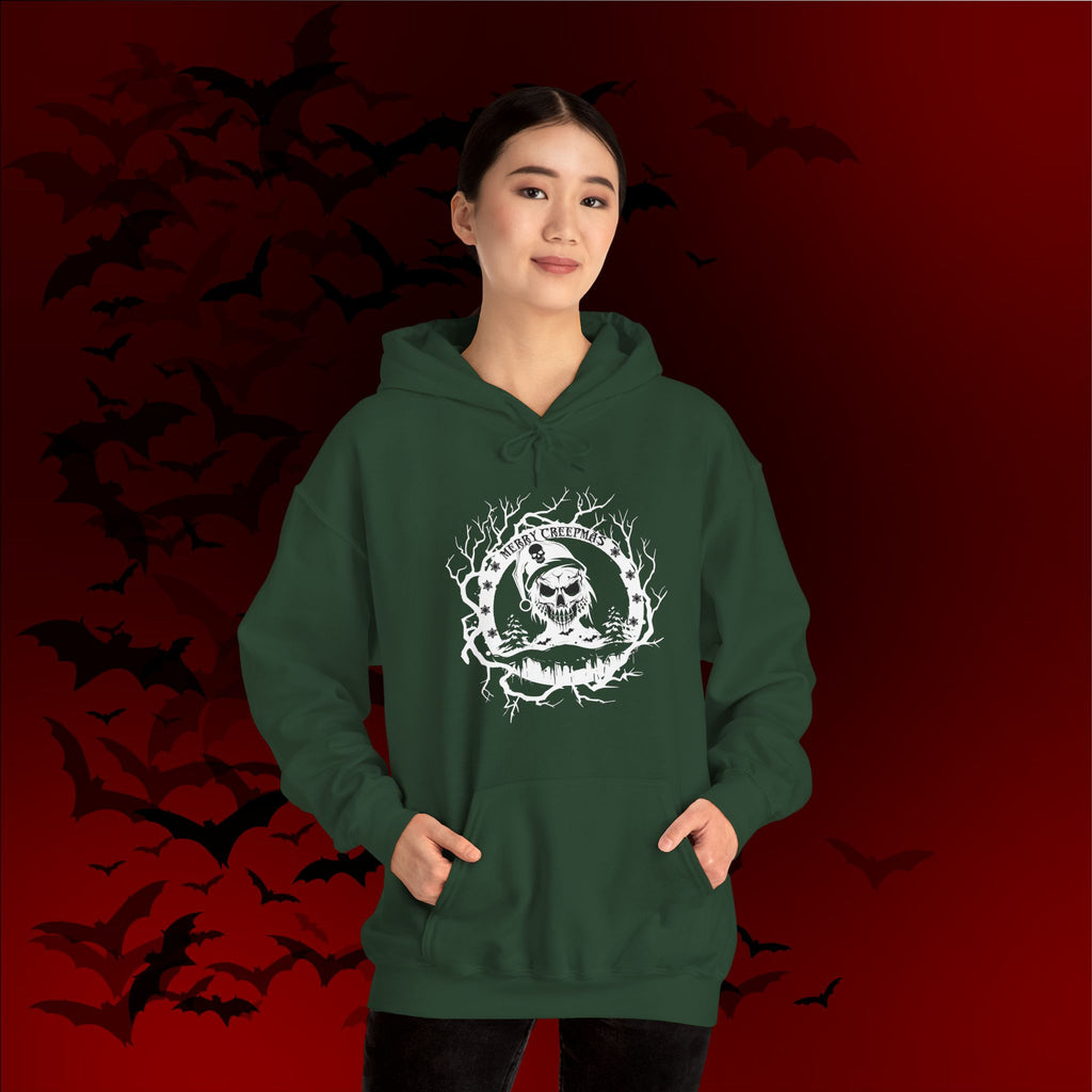 Merry Creepmas Hoodie — Gothic Christmas Skull Santa Pullover