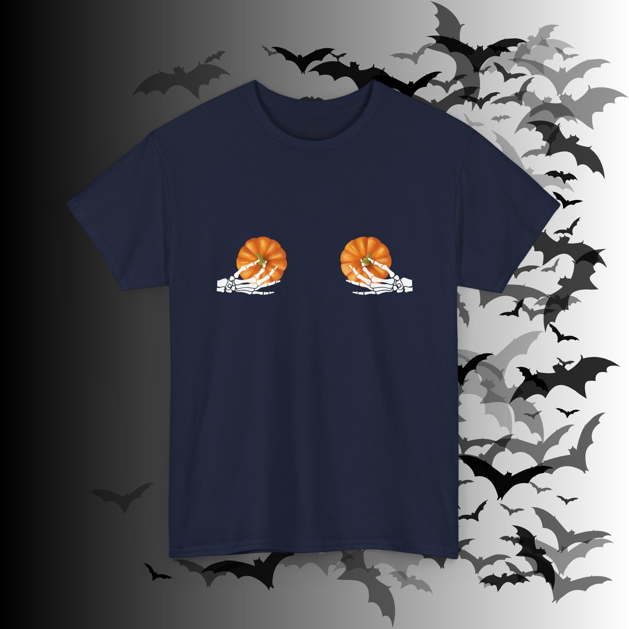 Skeleton Hands Pumpkin Halloween T-Shirt — Funny Spooky Season Tee