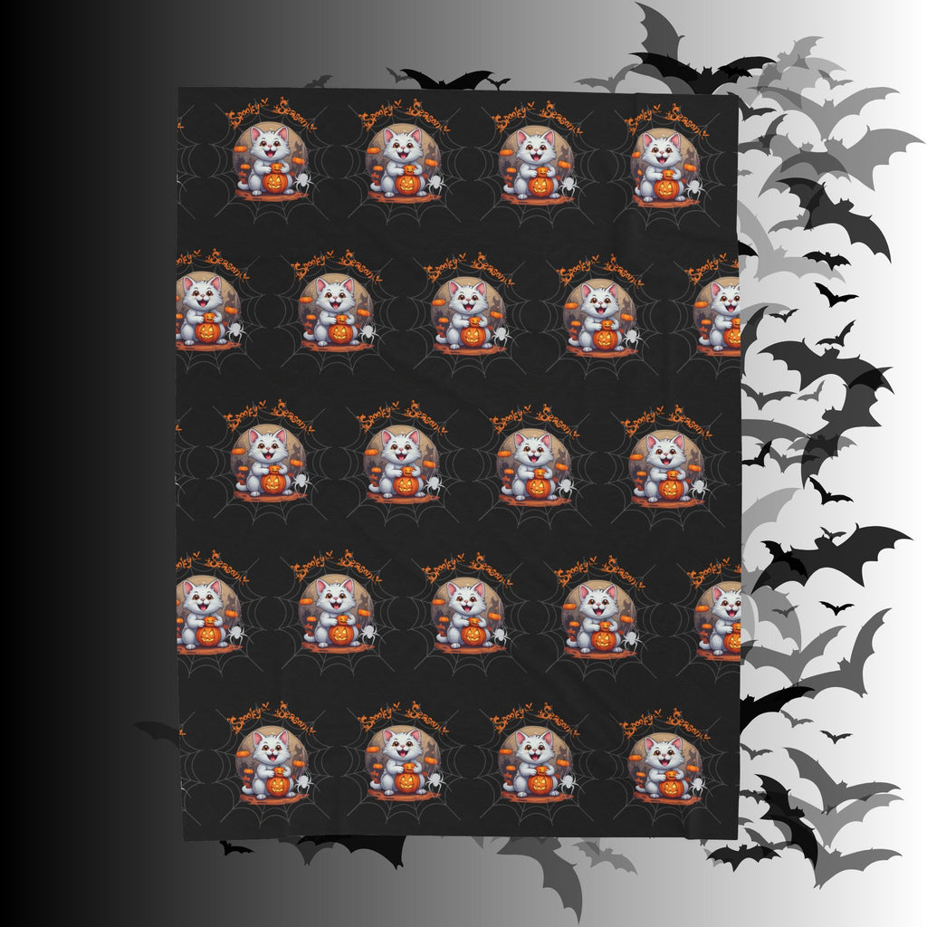 Spooky Season Cat Halloween Throw Blanket — Pumpkin Gothic Home Decor