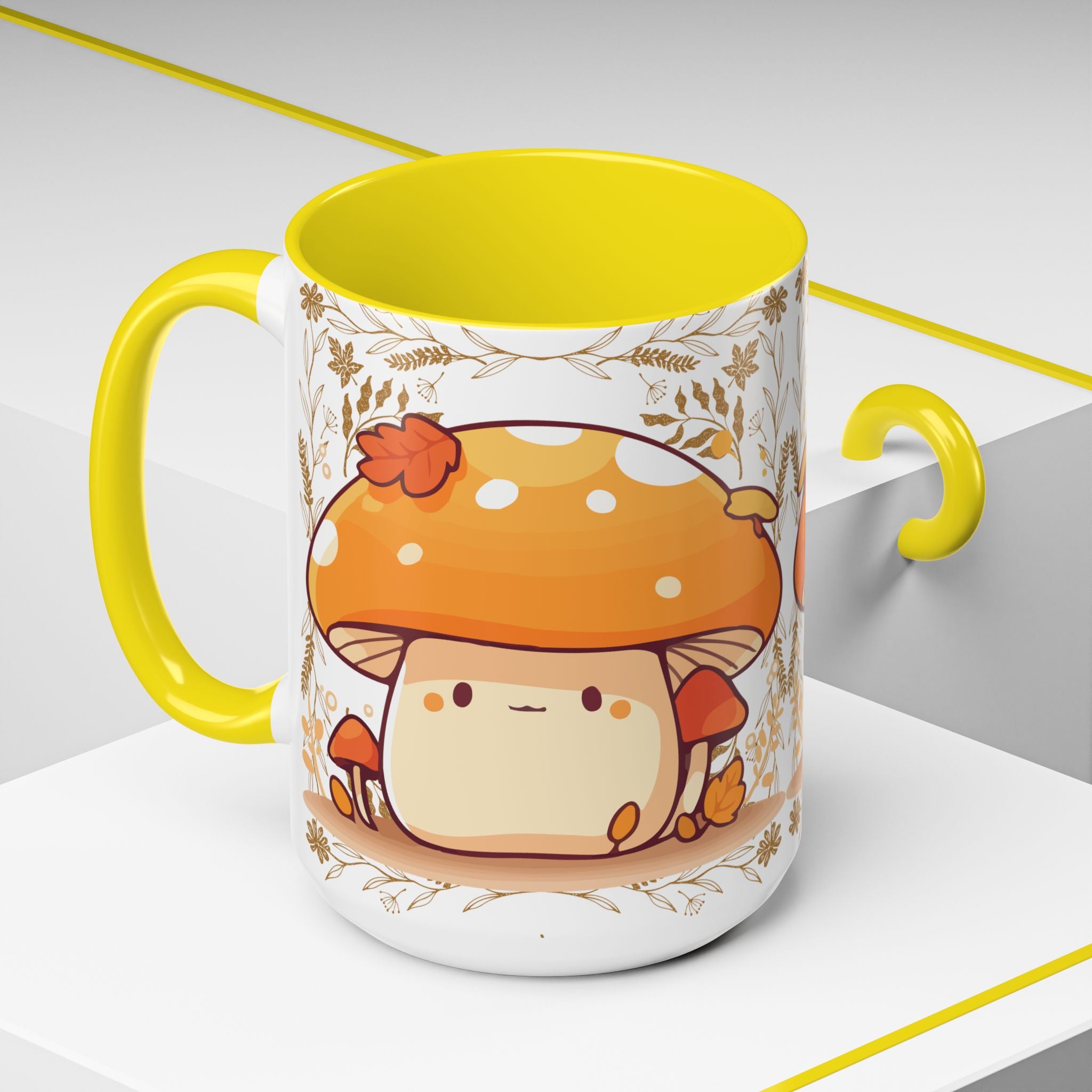 Autumn Mushroom Cute Coffee Mug — Fall Kawaii Accent Mug (11/15oz)