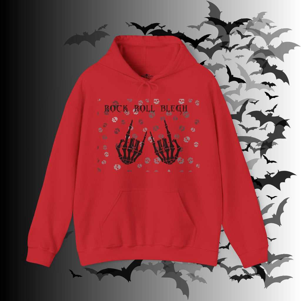 Rock Roll Blegh Hoodie — Skeleton Hands Gothic Music Pullover