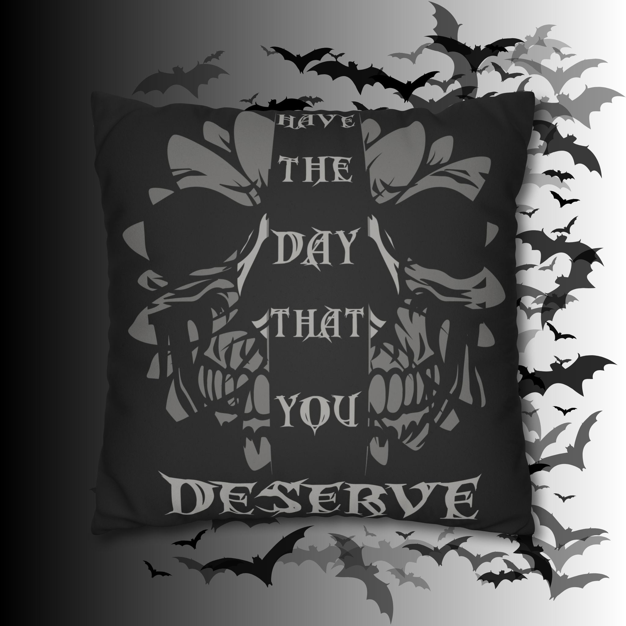 Gothic Floral Skull Throw Pillow — Dark Botanical Moody Home Decor