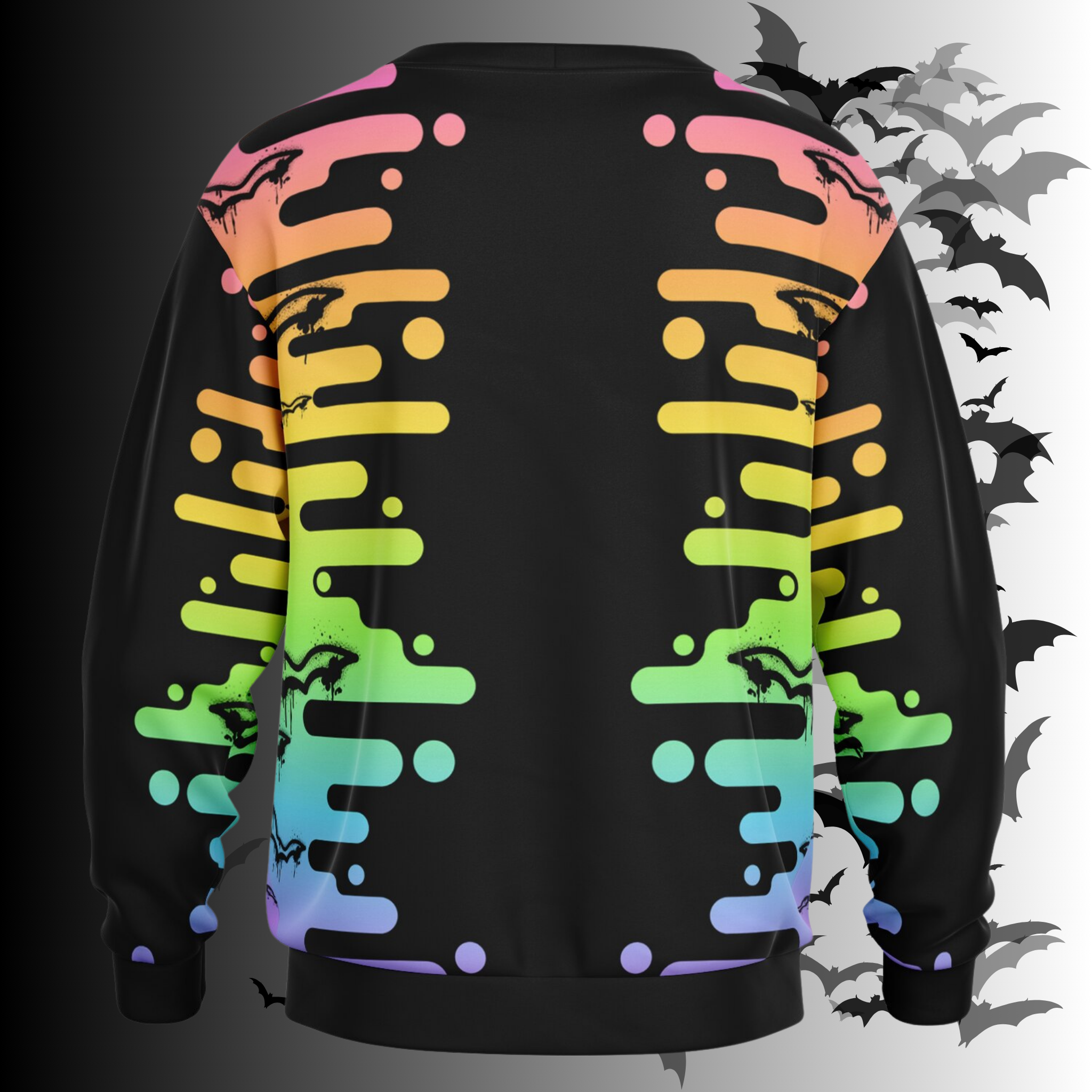 Neon Rainbow Drip Bat All Over Print Cardigan