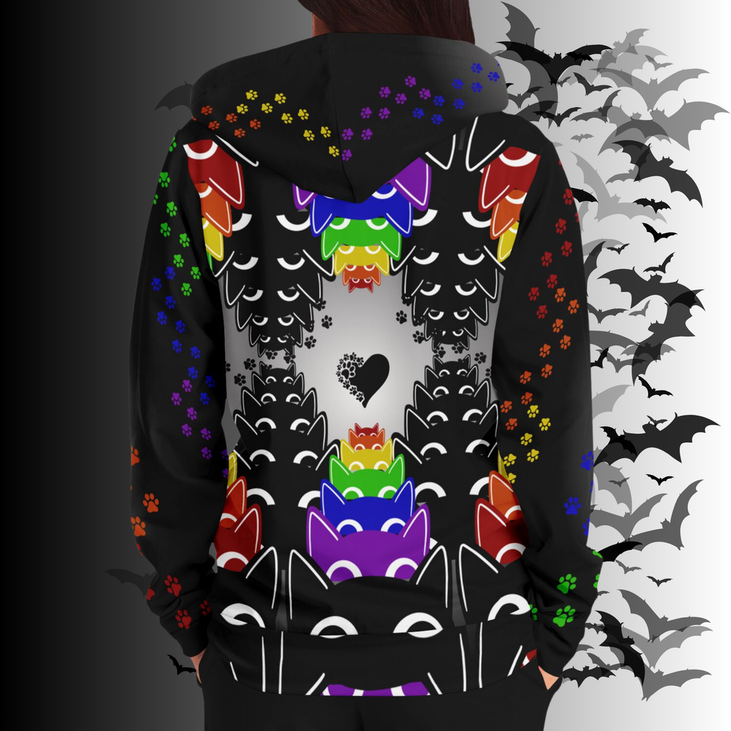 Rainbow Cats All Over Print Zip Hoodie