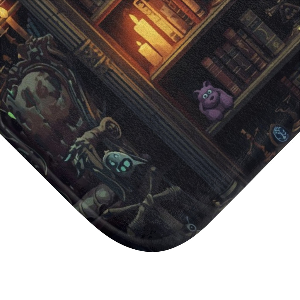 Whimsigoth Bookcase Bath Mat — Gothic Library Dark Fantasy Bathroom Decor
