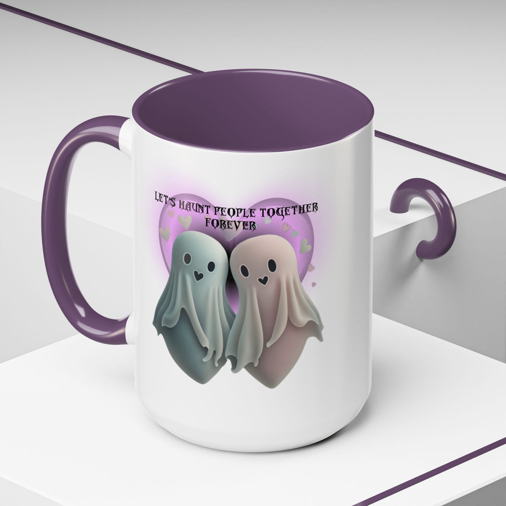 Let's Haunt People Together Forever Coffee Mug — Valloween Ghost Couple Accent Mug