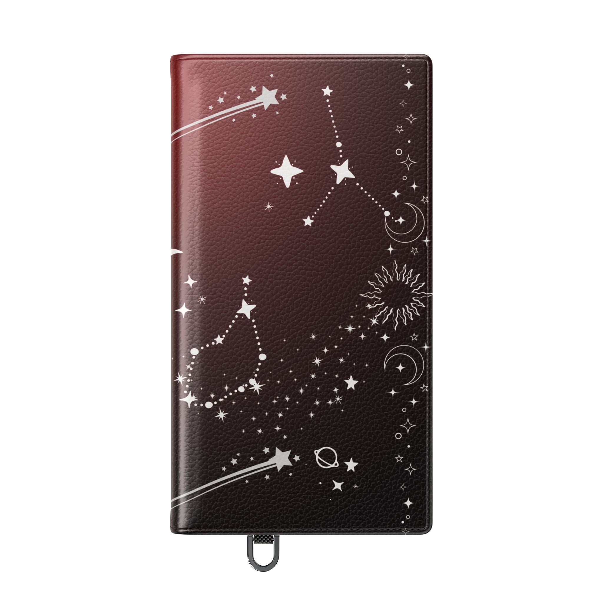 Gothic Celestial Black and Red Flip Wallet Case for iPhone and Samsung Galaxy Phones