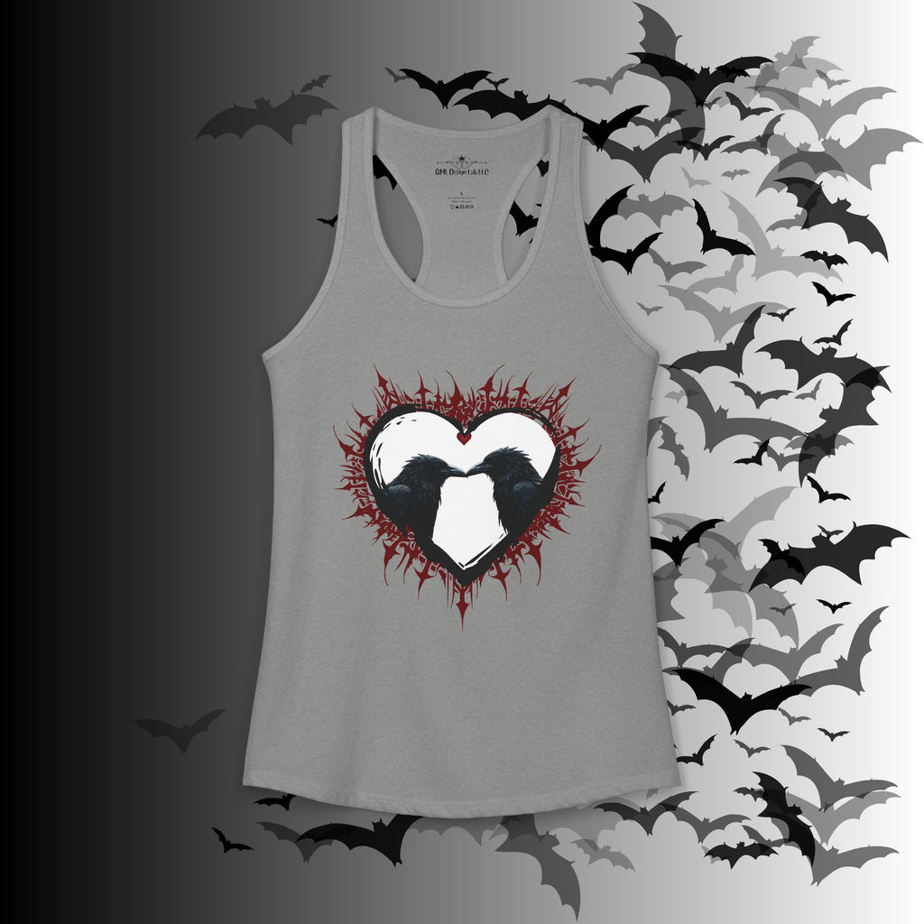 Gothic Raven Heart Racerback Tank Top — Dark Romance Corvid Tank