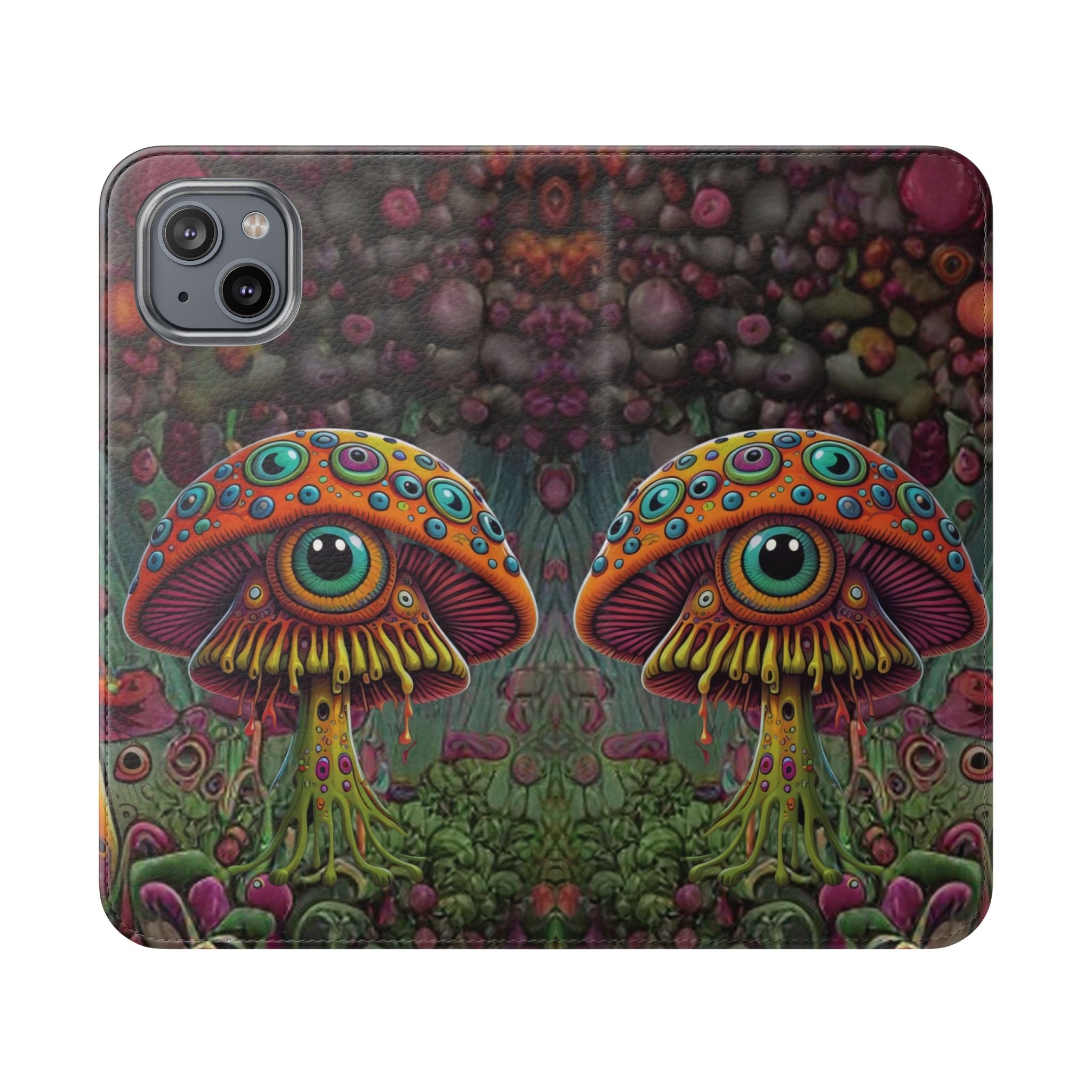 Trippy Mushroom Cottagecore Flip Wallet Phone Case - Mushroom Wallet Case for Samsung iPhone - Psychedelic Wallet Phone Cases